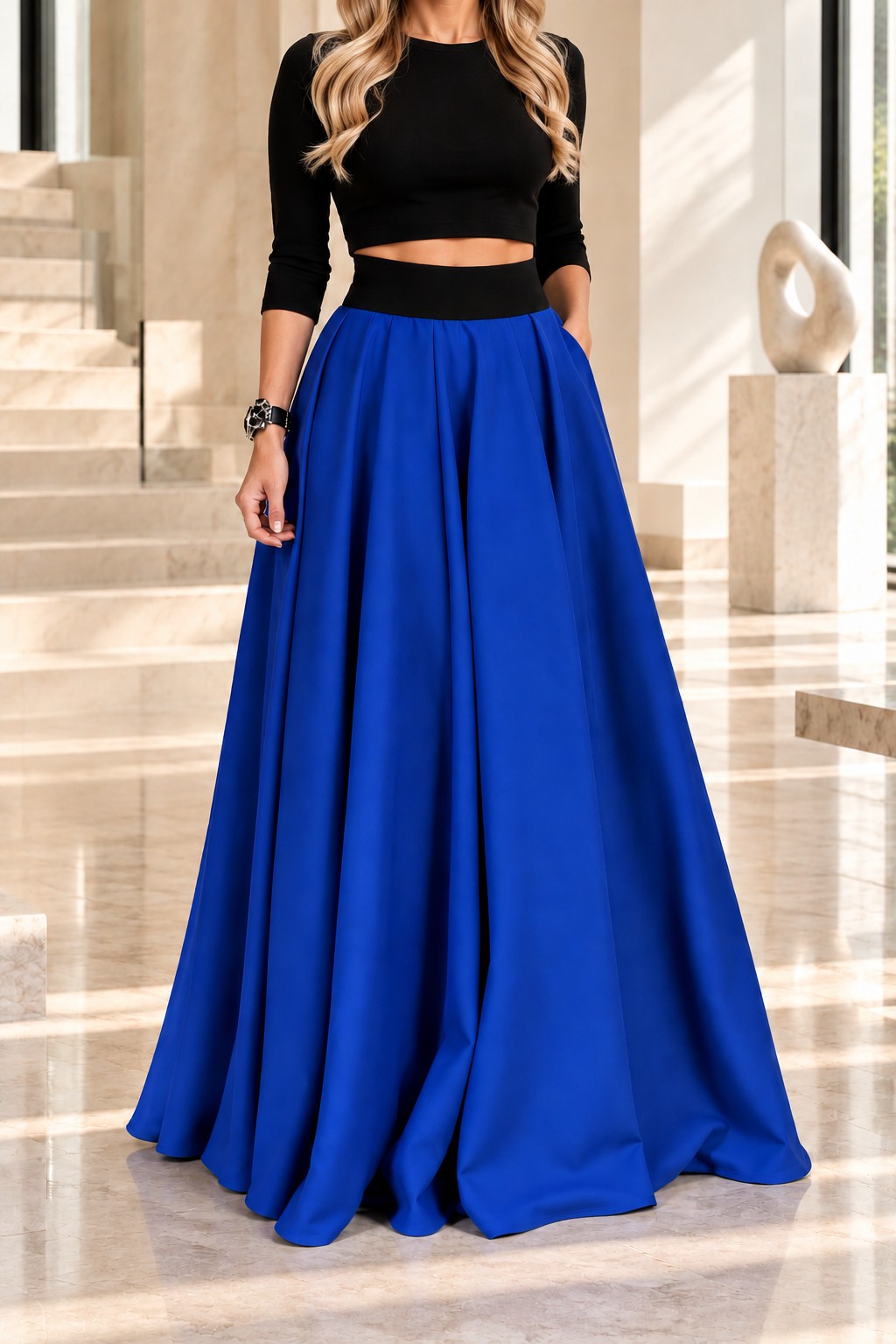 Dlouhá sukně - maxi sukně - BOROS_SK_L_BLU 05